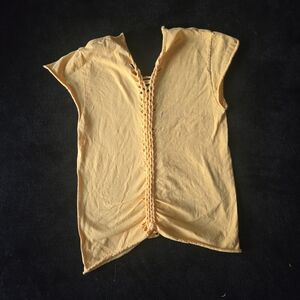 Yellow Lace-Up Women's Top
